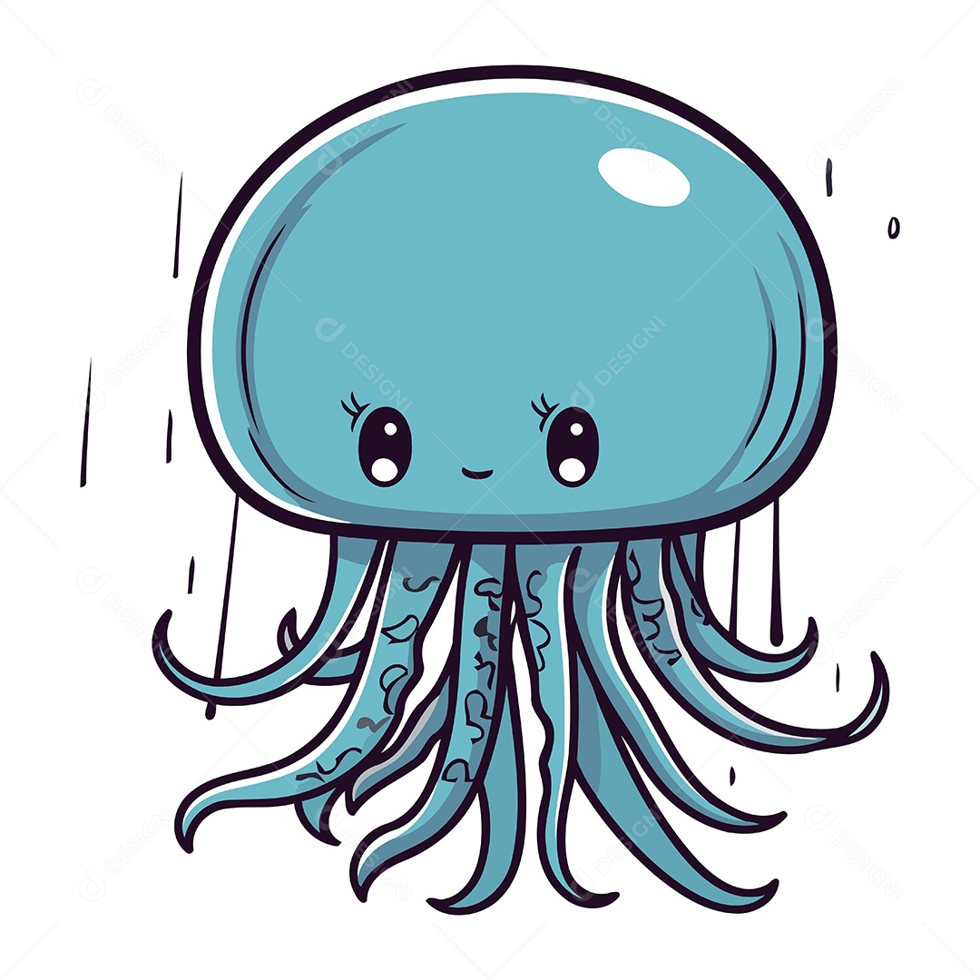 Água Viva Desenho Animado Ilustração Vetor EPS