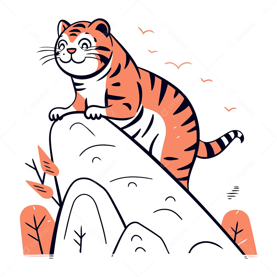 Tigre Desenho Animado Ilustração Vetor EPS
