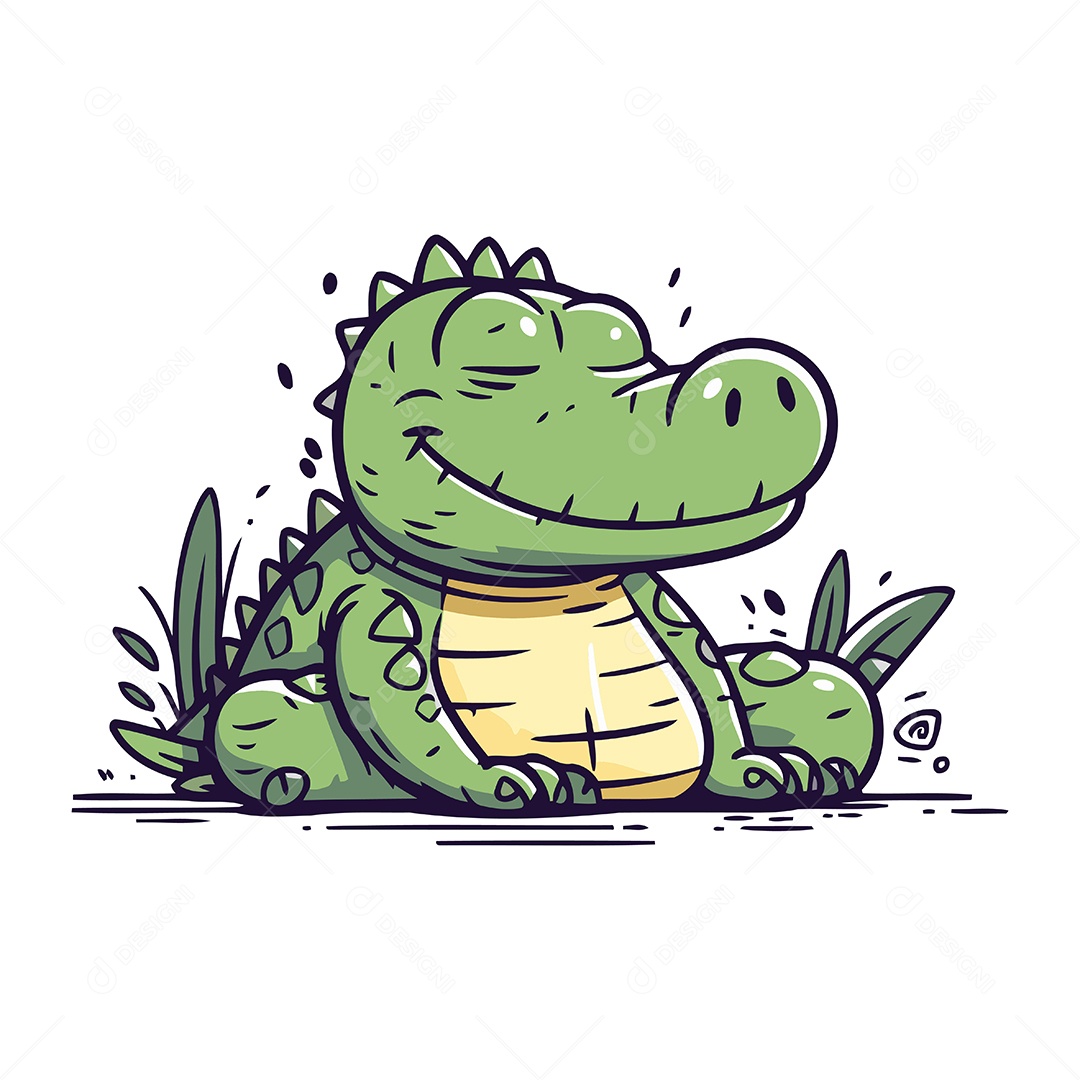 Jacaré Desenho Animado Ilustração Vetor EPS