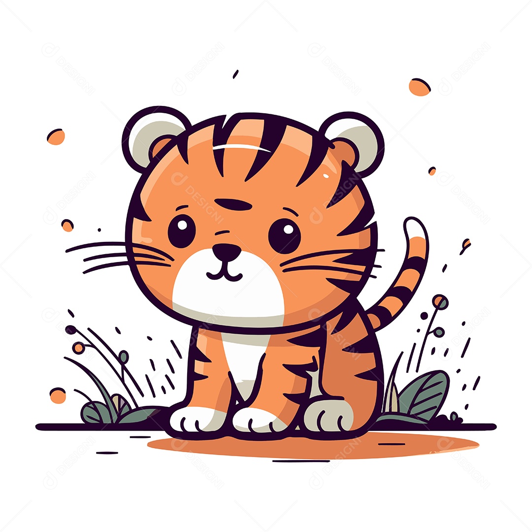 Tigre Desenho Animado Ilustração Vetor EPS