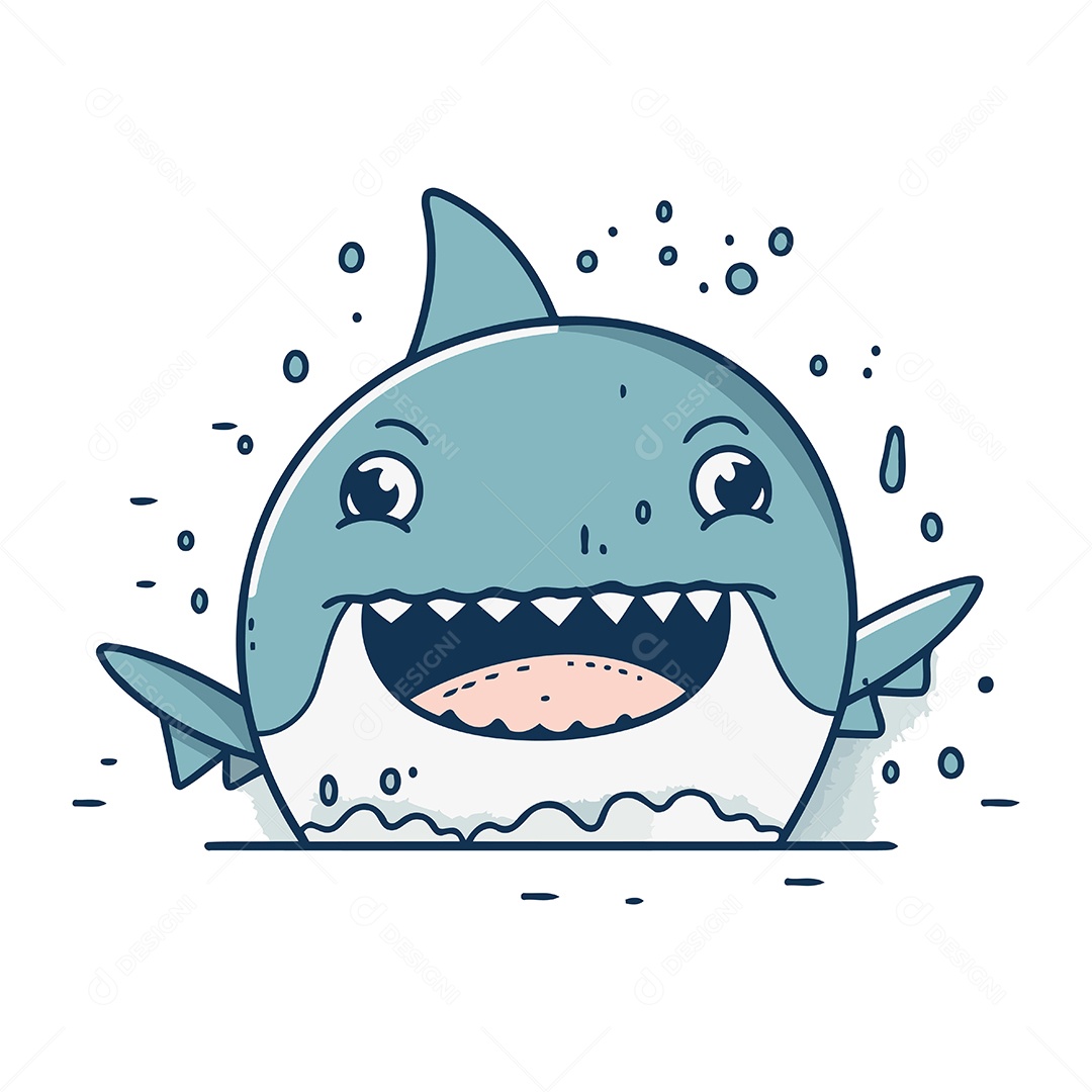 Tubarão Desenho Animado Ilustração Vetor EPS