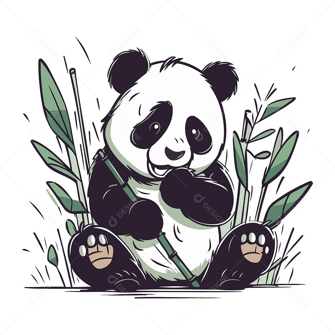 Urso Panda Desenho Animado Ilustração Vetor EPS