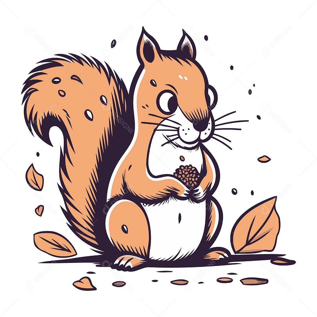 Esquilo Desenho Animado Ilustração Vetor EPS