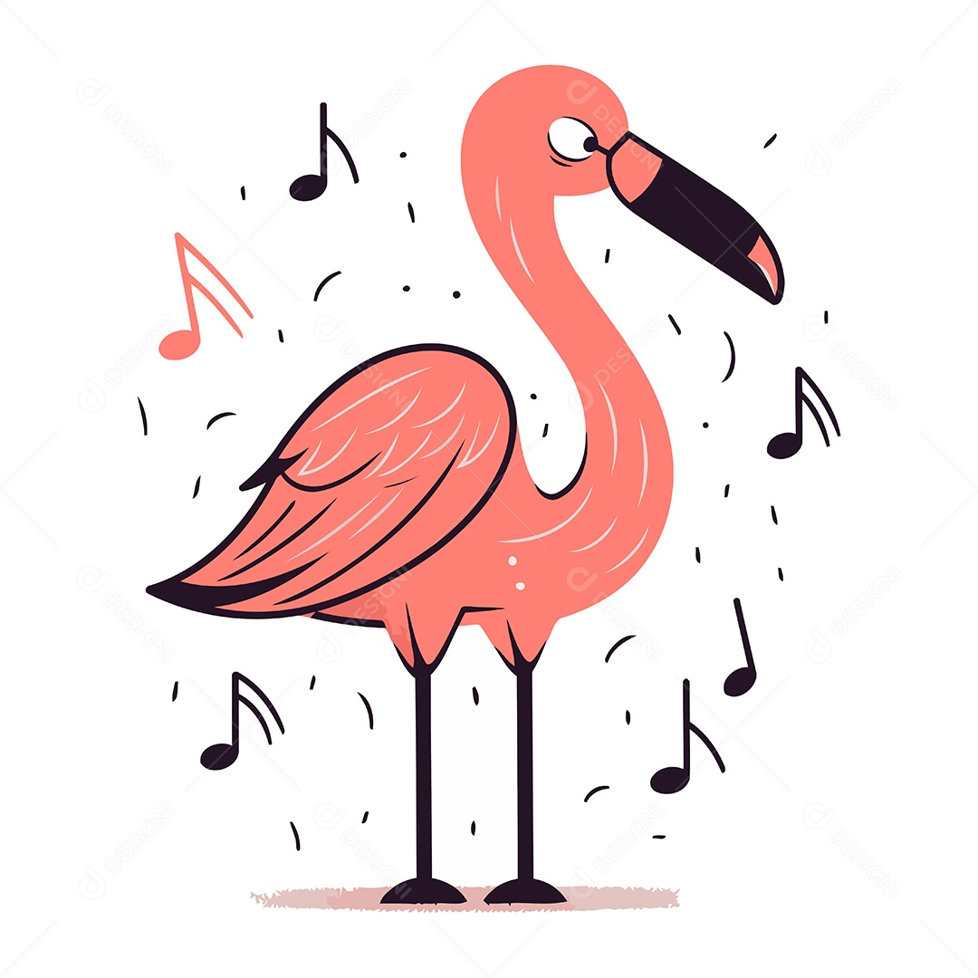 Flamingo Desenho Animado Ilustração Vetor EPS