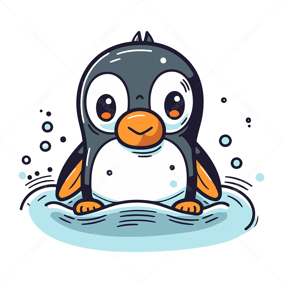 Pinguim Desenho Animado Ilustração Vetor EPS