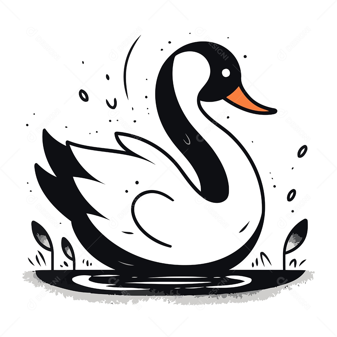 Pato Desenho Animado Ilustração Vetor EPS