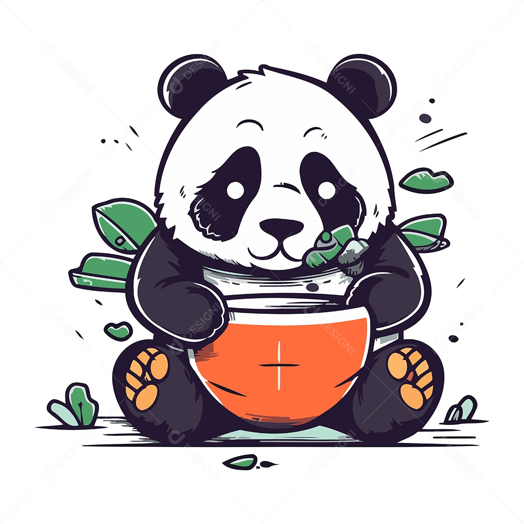 Urso Panda Desenho Animado Ilustração Vetor EPS