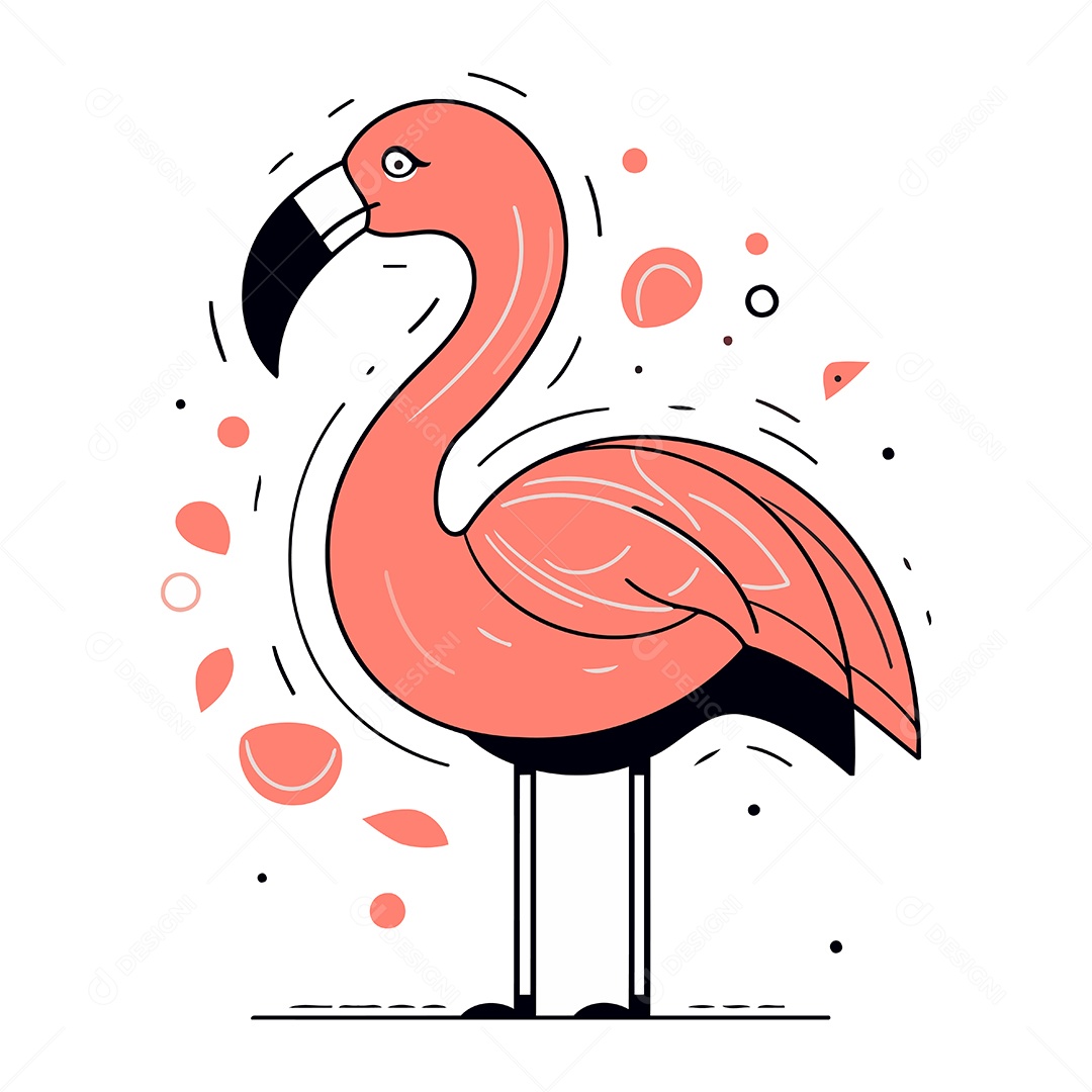 Flamingo Desenho Animado Ilustração Vetor EPS
