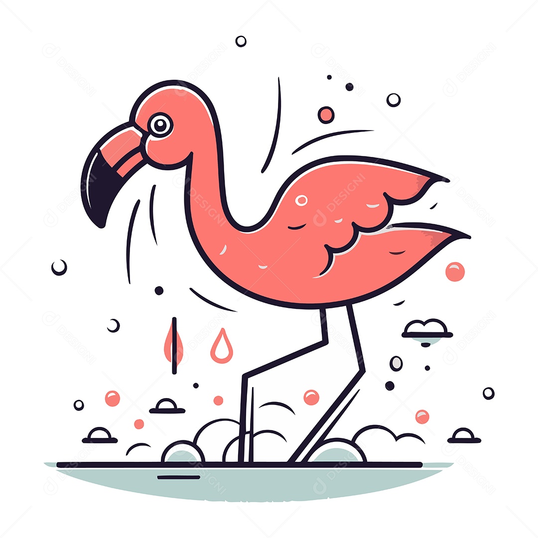 Flamingo Desenho Animado Ilustração Vetor EPS