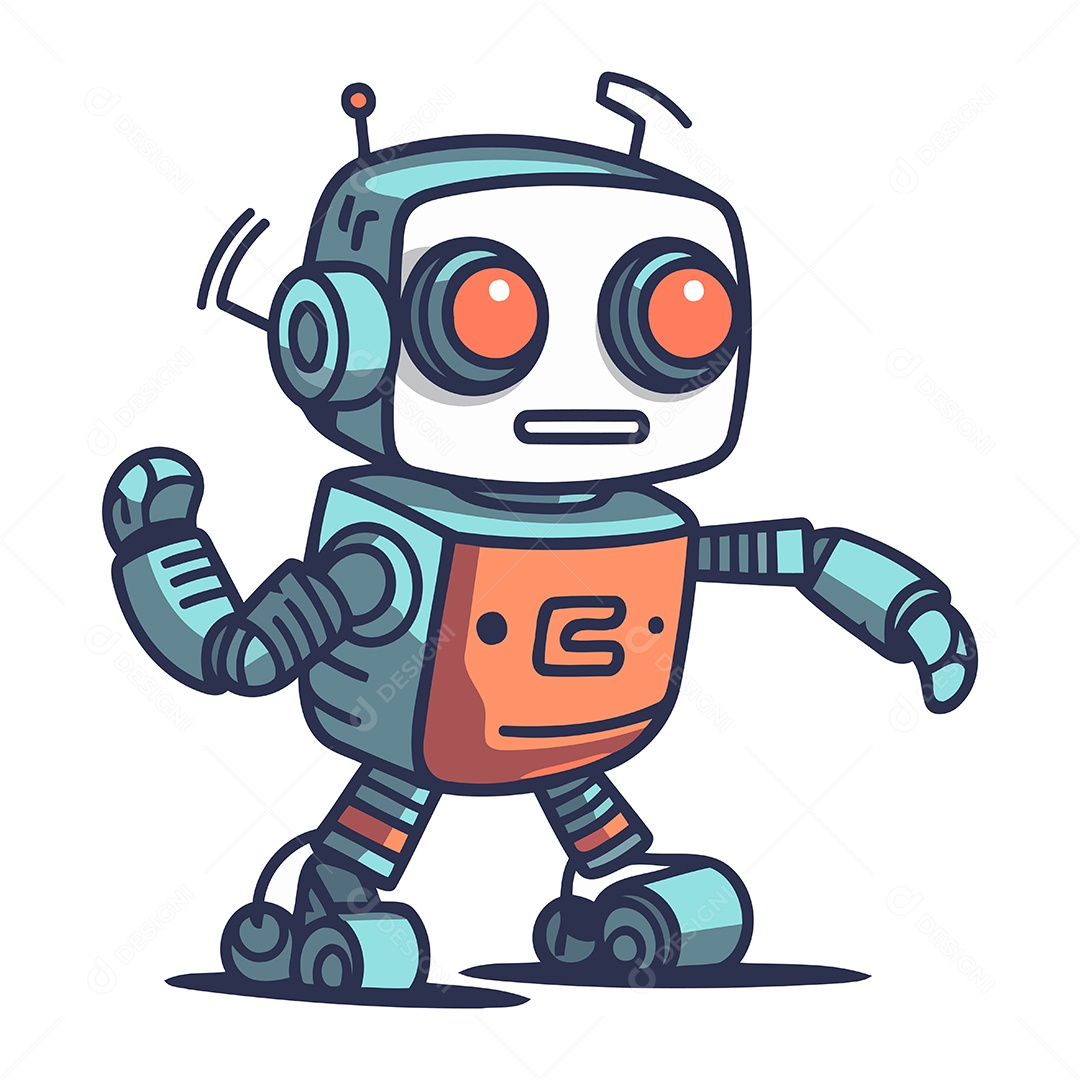 Robô Desenho Animado Ilustração Vetor EPS