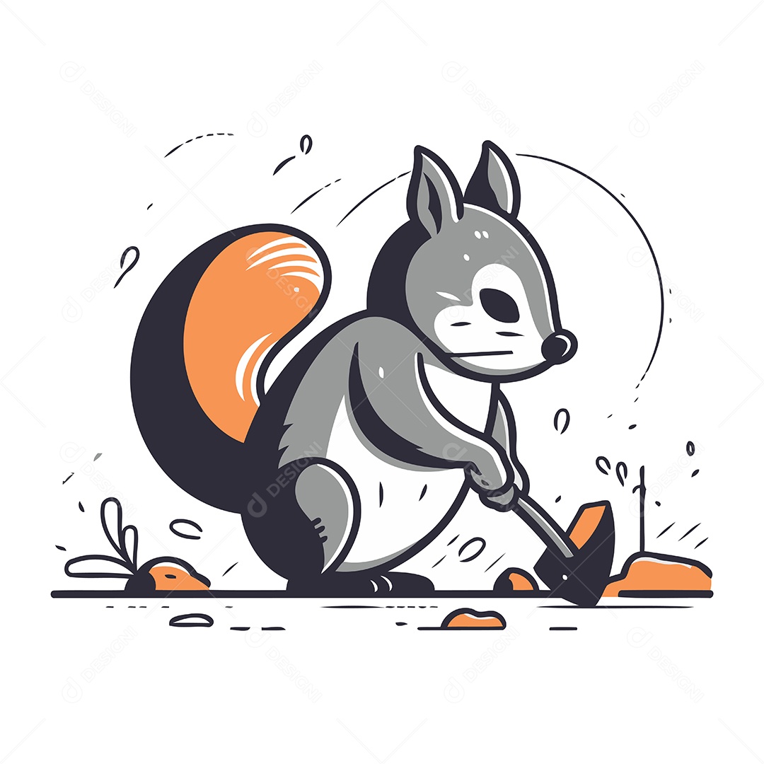 Esquilo Desenho Animado Ilustração Vetor EPS