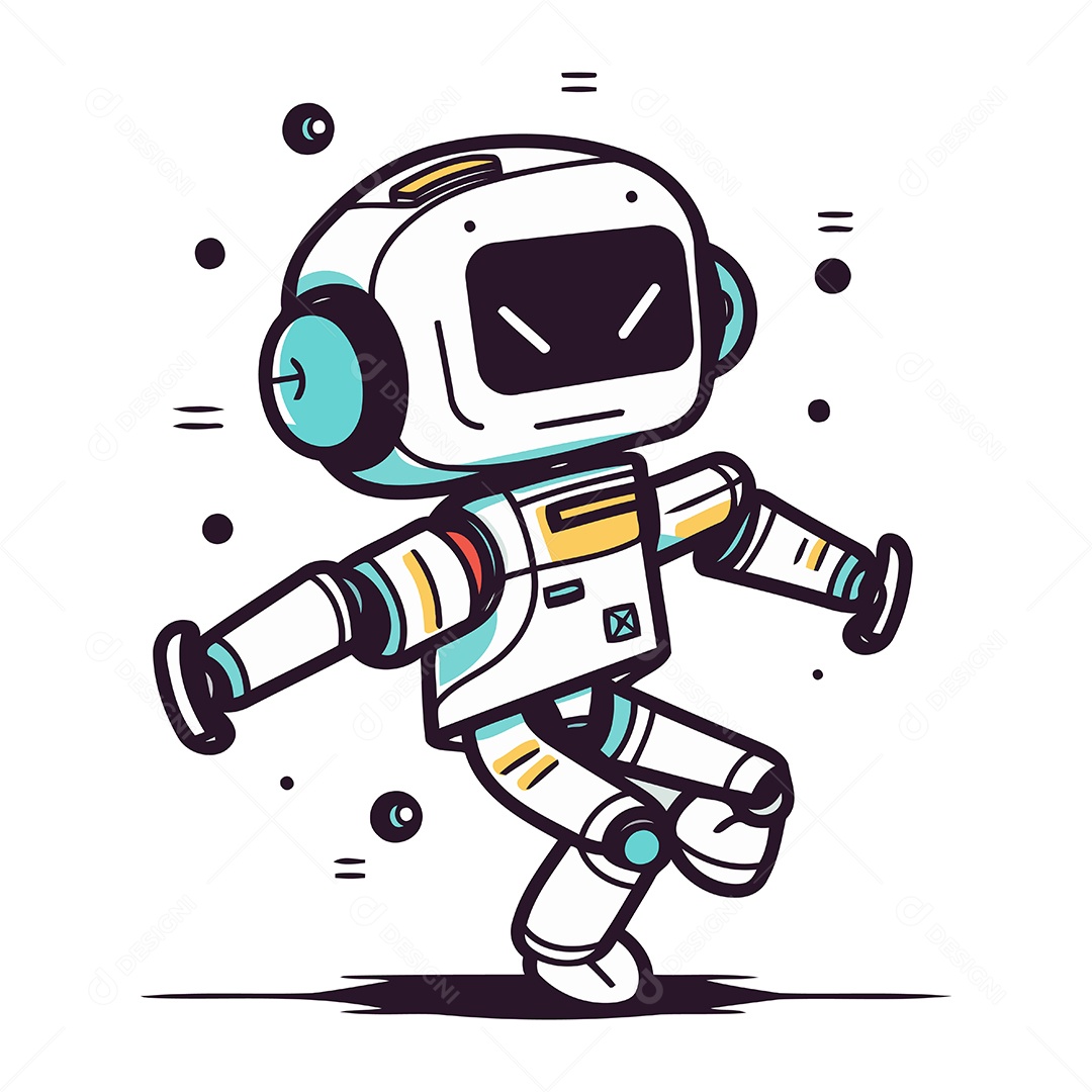 Robô Desenho Animado Ilustração Vetor EPS