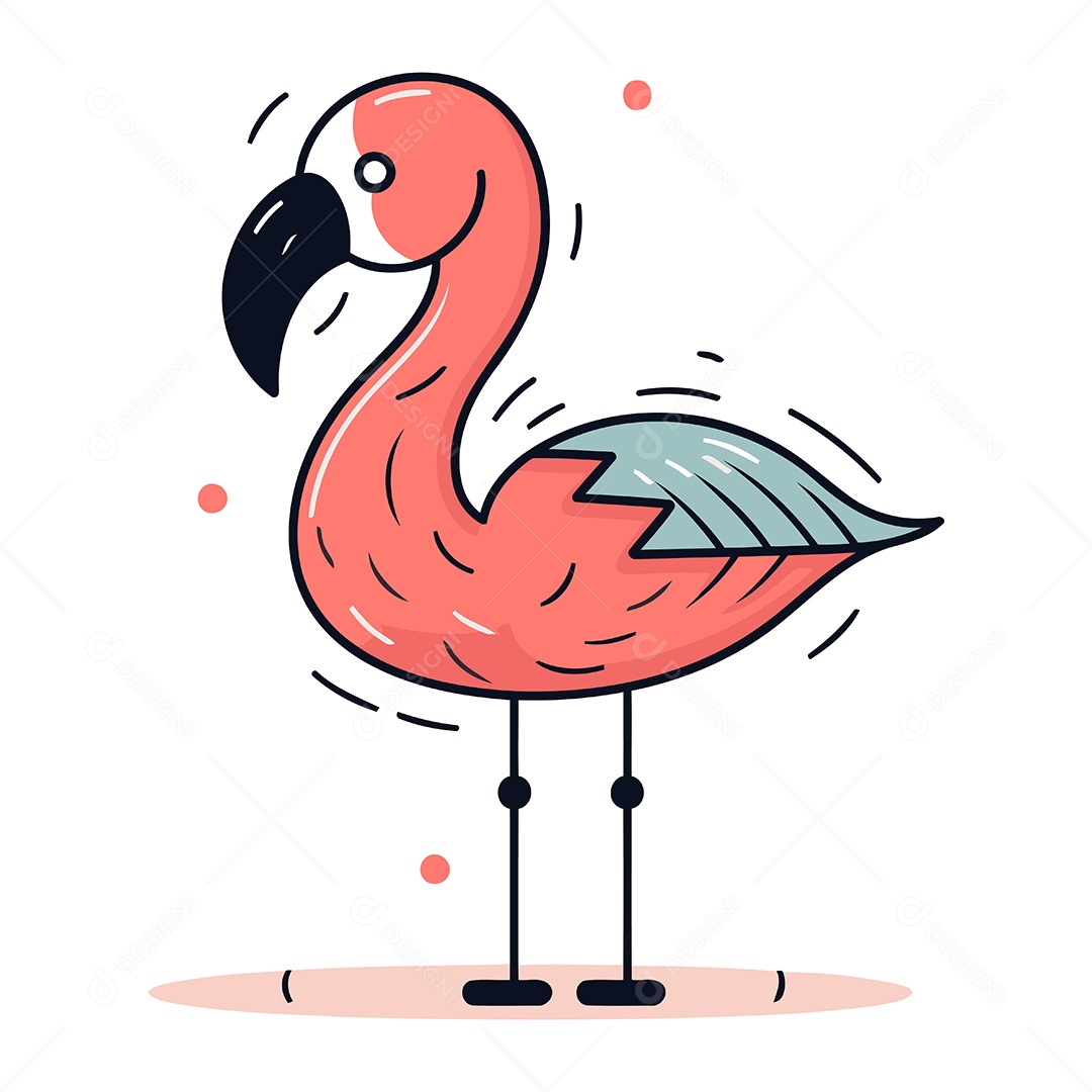 Flamingo Desenho Animado Ilustração Vetor EPS