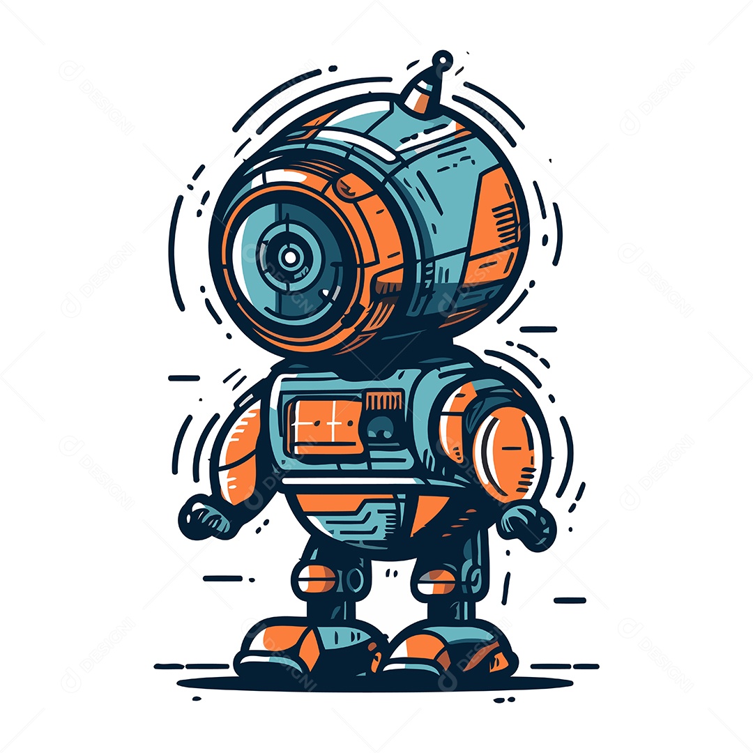 Robô Desenho Animado Ilustração Vetor EPS