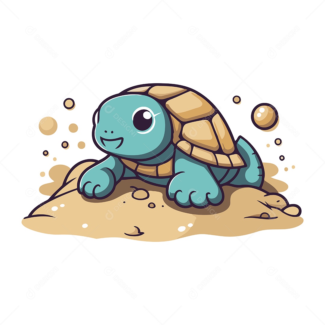 Tartaruga Desenho Animado Ilustração Vetor EPS