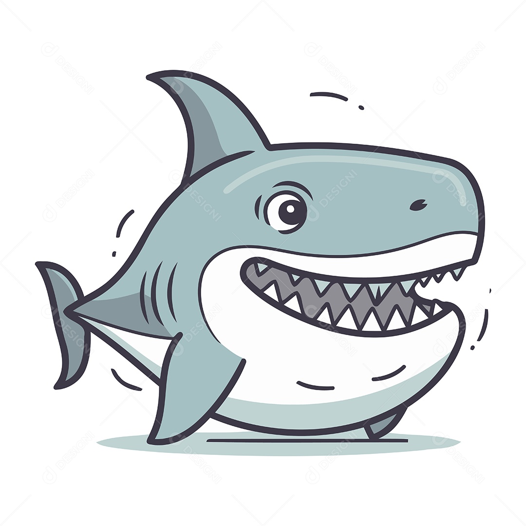 Tubarão Desenho Animado Ilustração Vetor EPS