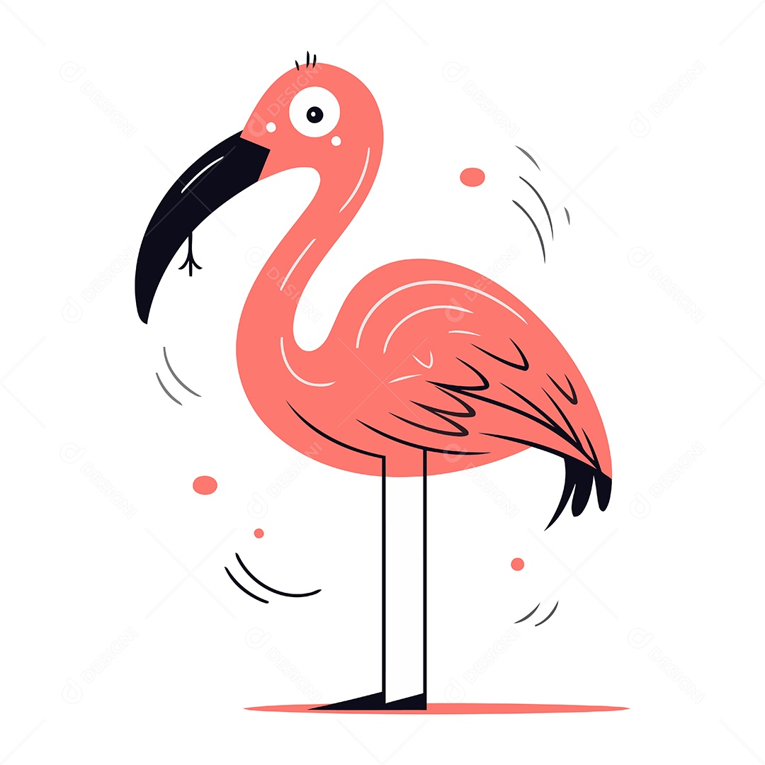 Flamingo Desenho Animado Ilustração Vetor EPS