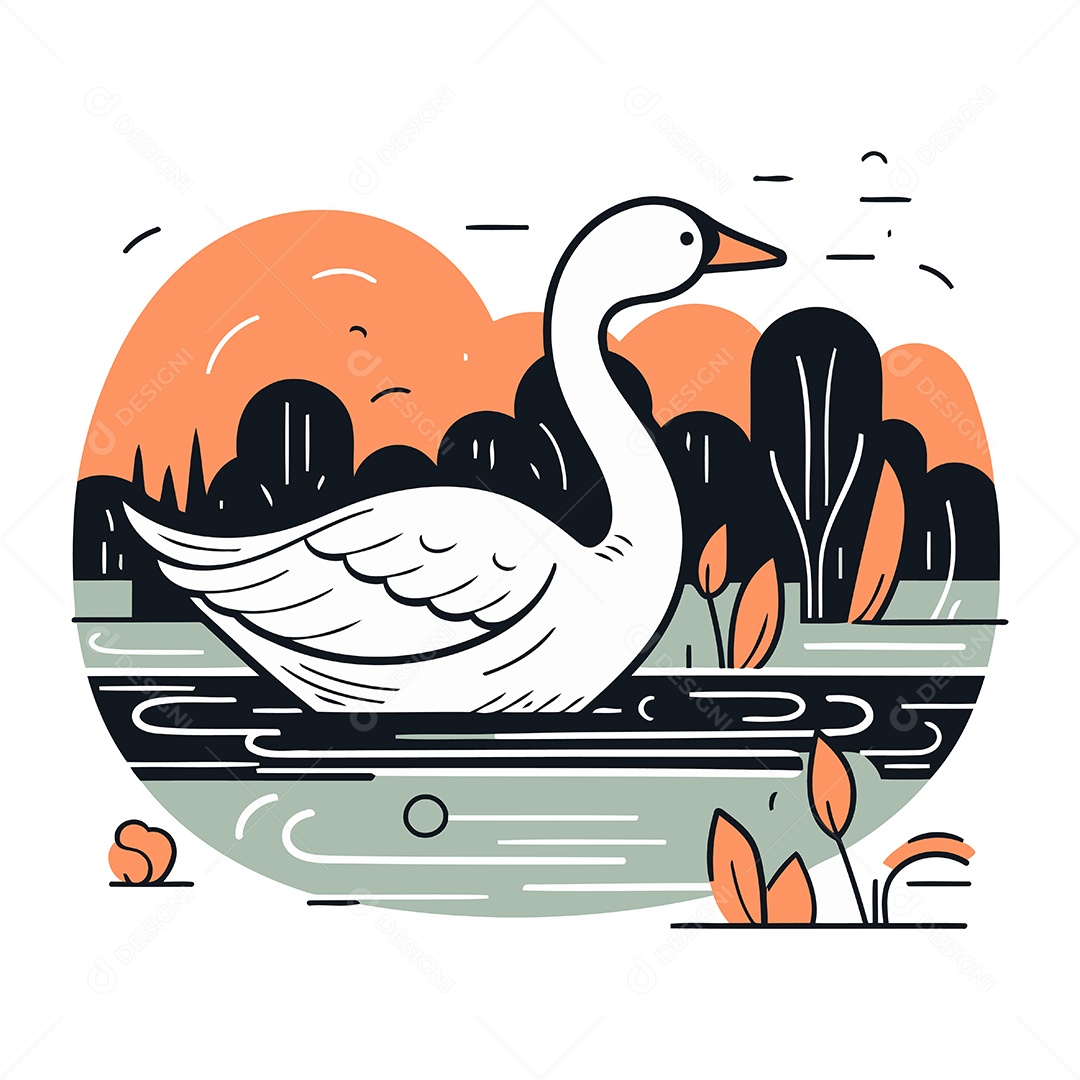 Pato Desenho Animado Ilustração Vetor EPS