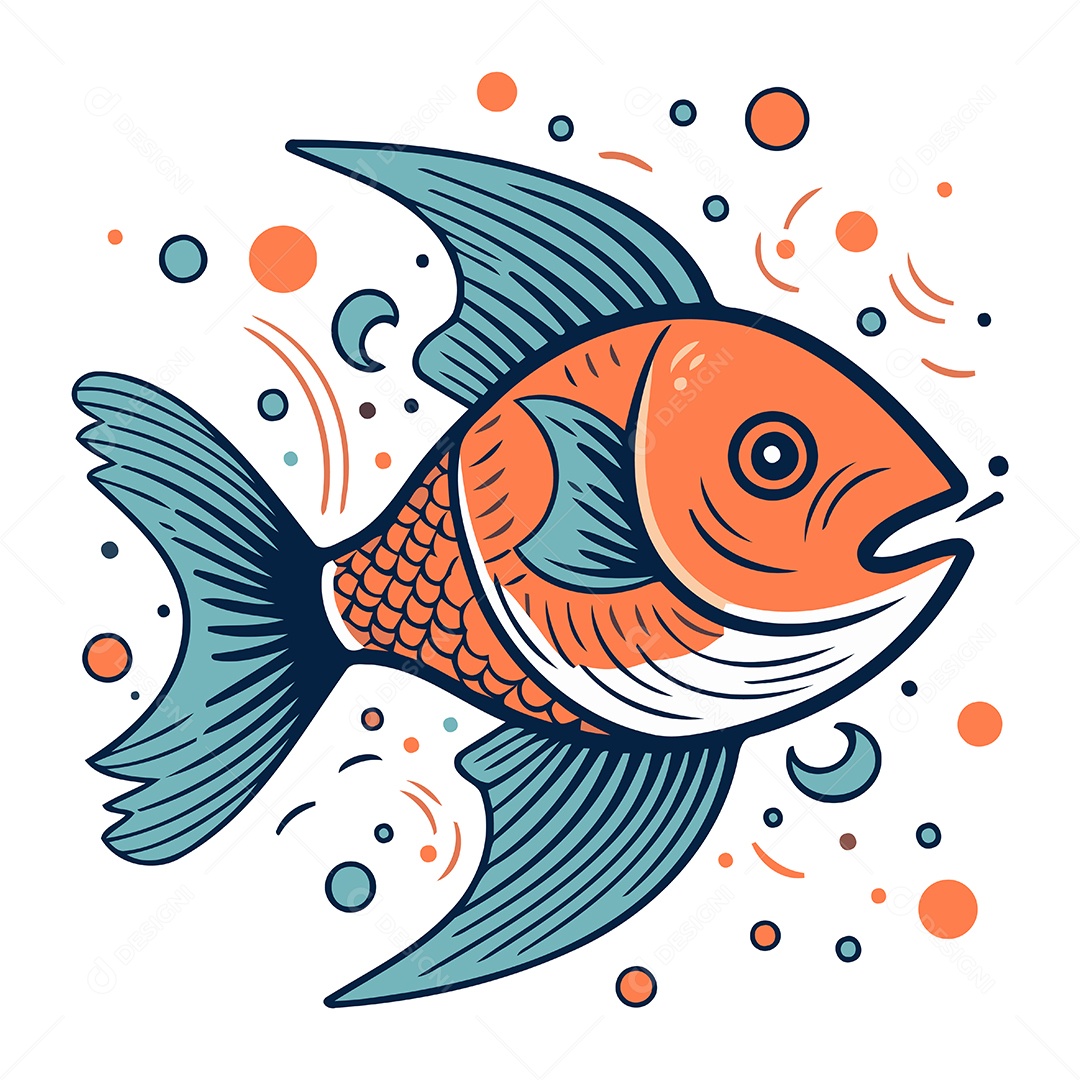 Peixe Desenho Animado Ilustração Vetor EPS