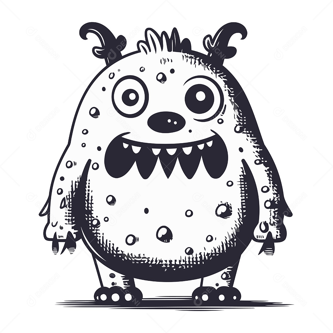 Monstro Desenho Animado Ilustração Vetor EPS