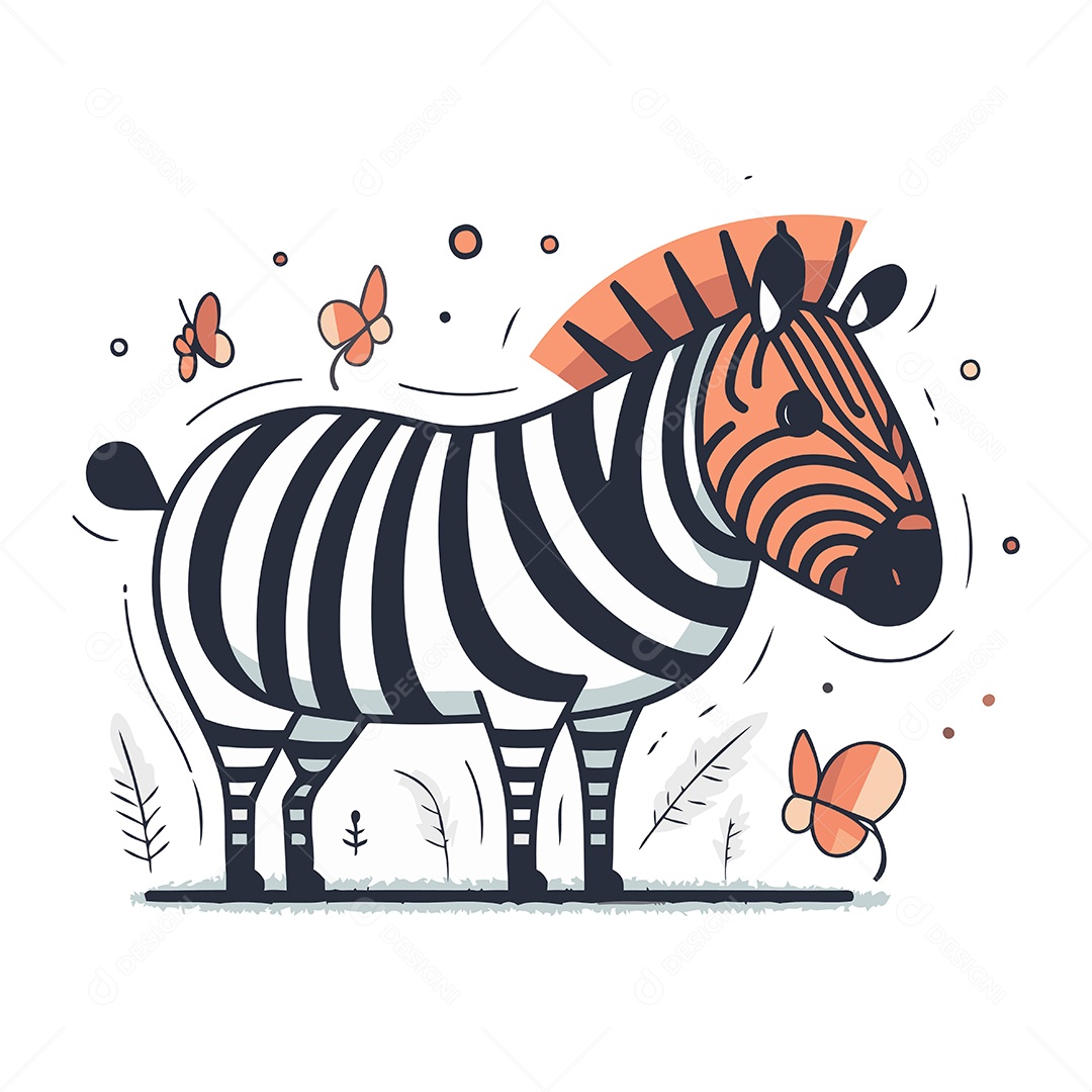 Zebra Desenho Animado Ilustração Vetor EPS