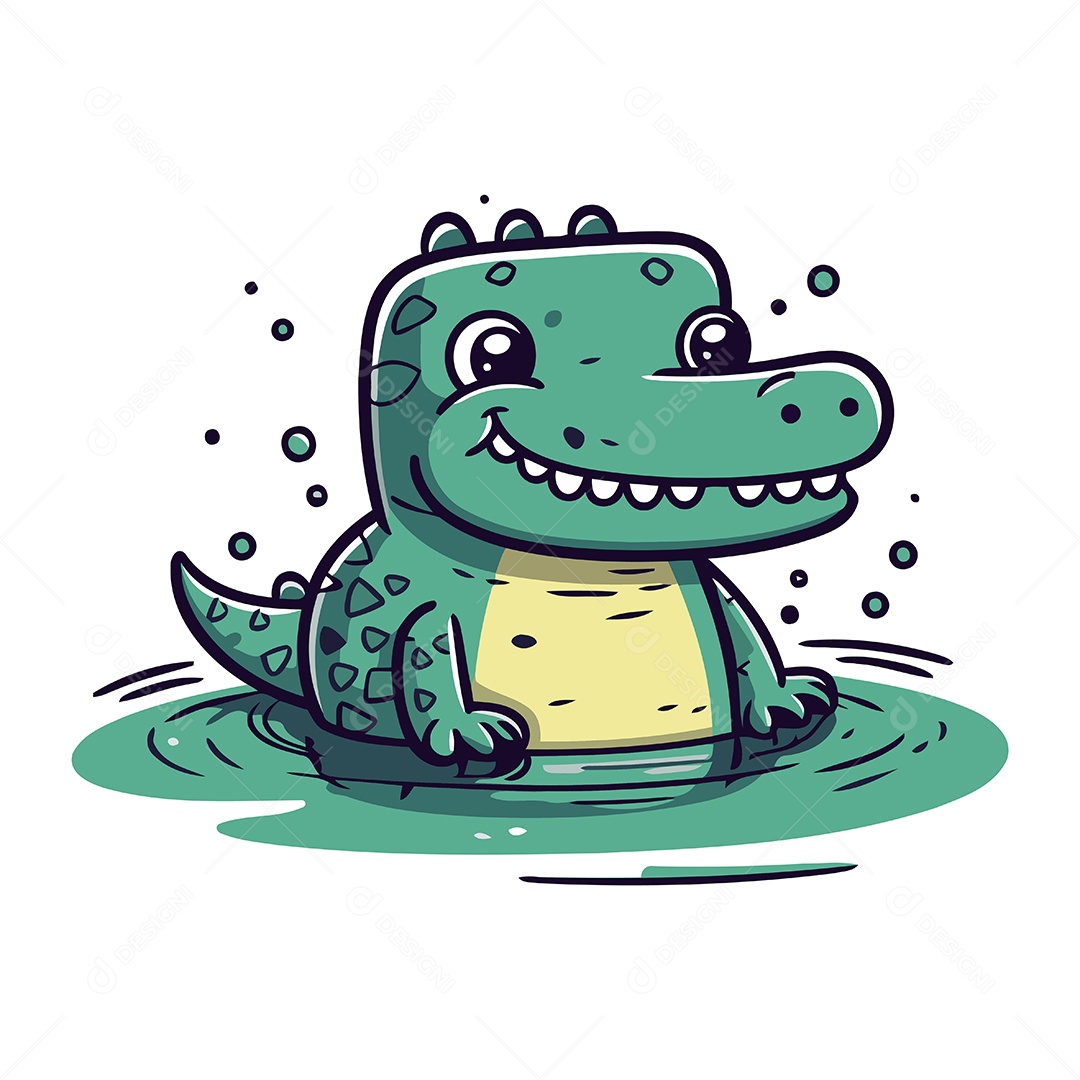 Jacaré Desenho Animado Ilustração Vetor EPS