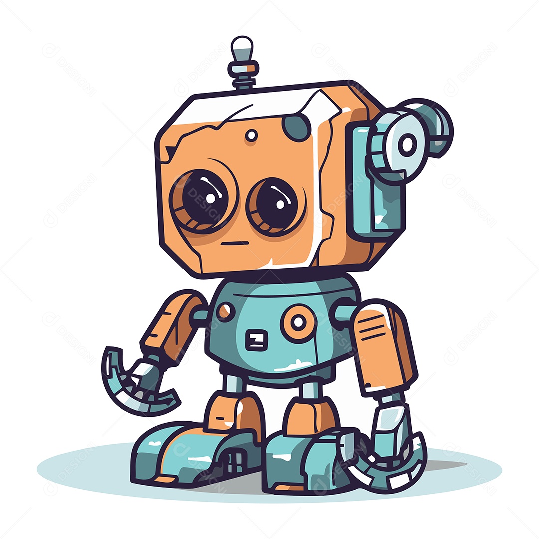 Robô Desenho Animado Ilustração Vetor EPS