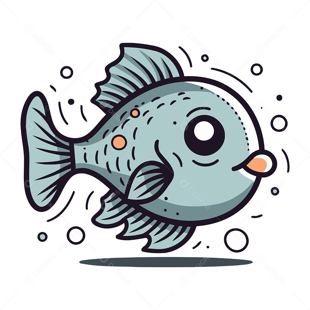 Peixe Desenho Animado Ilustração Vetor EPS