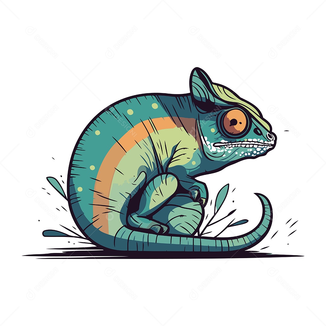 Camaleão Desenho Animado Ilustração Vetor EPS