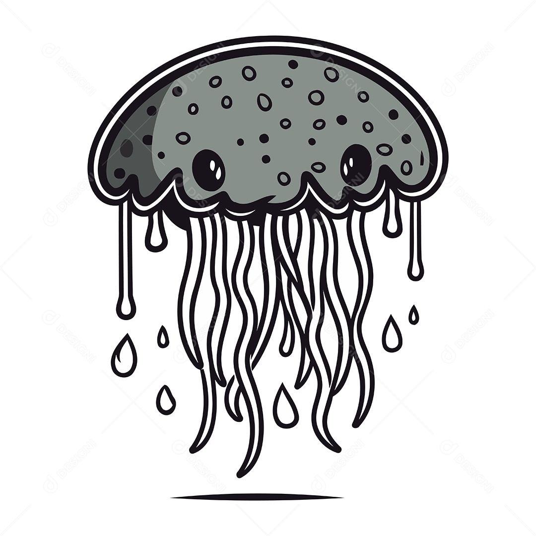 Água Viva Desenho Animado Ilustração Vetor EPS