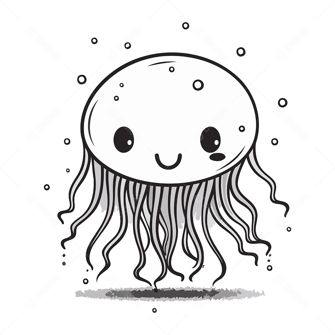 Água Viva Desenho Animado Ilustração Vetor EPS