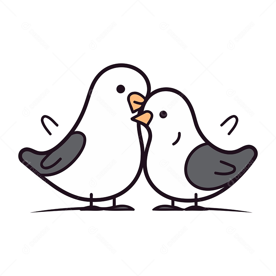 Casal de Pombos Desenho Animado Ilustração Vetor EPS