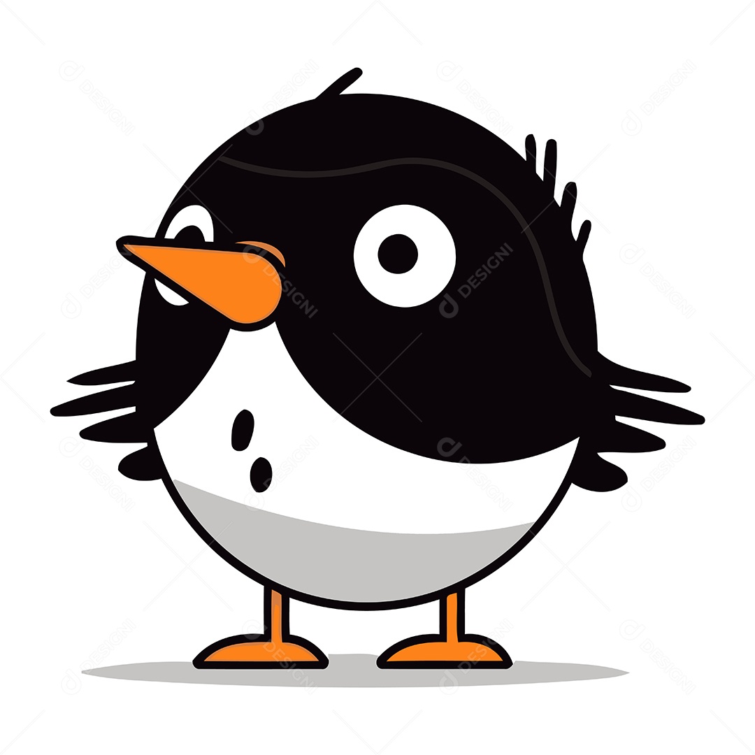 Pinguim Fofo de Desenho Animado Ilustração Vetor EPS