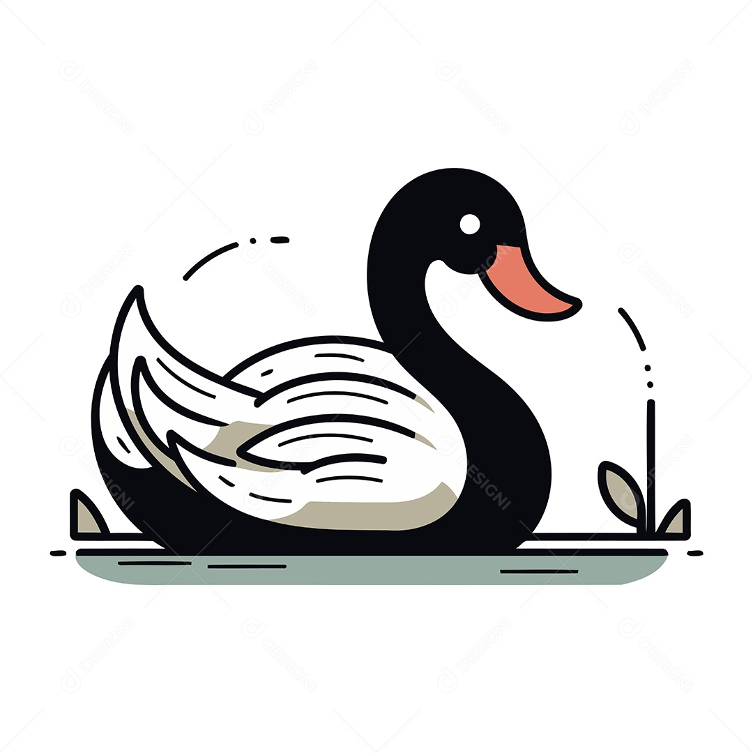 Cisne de Desenho Animado Ilustração Vetor EPS