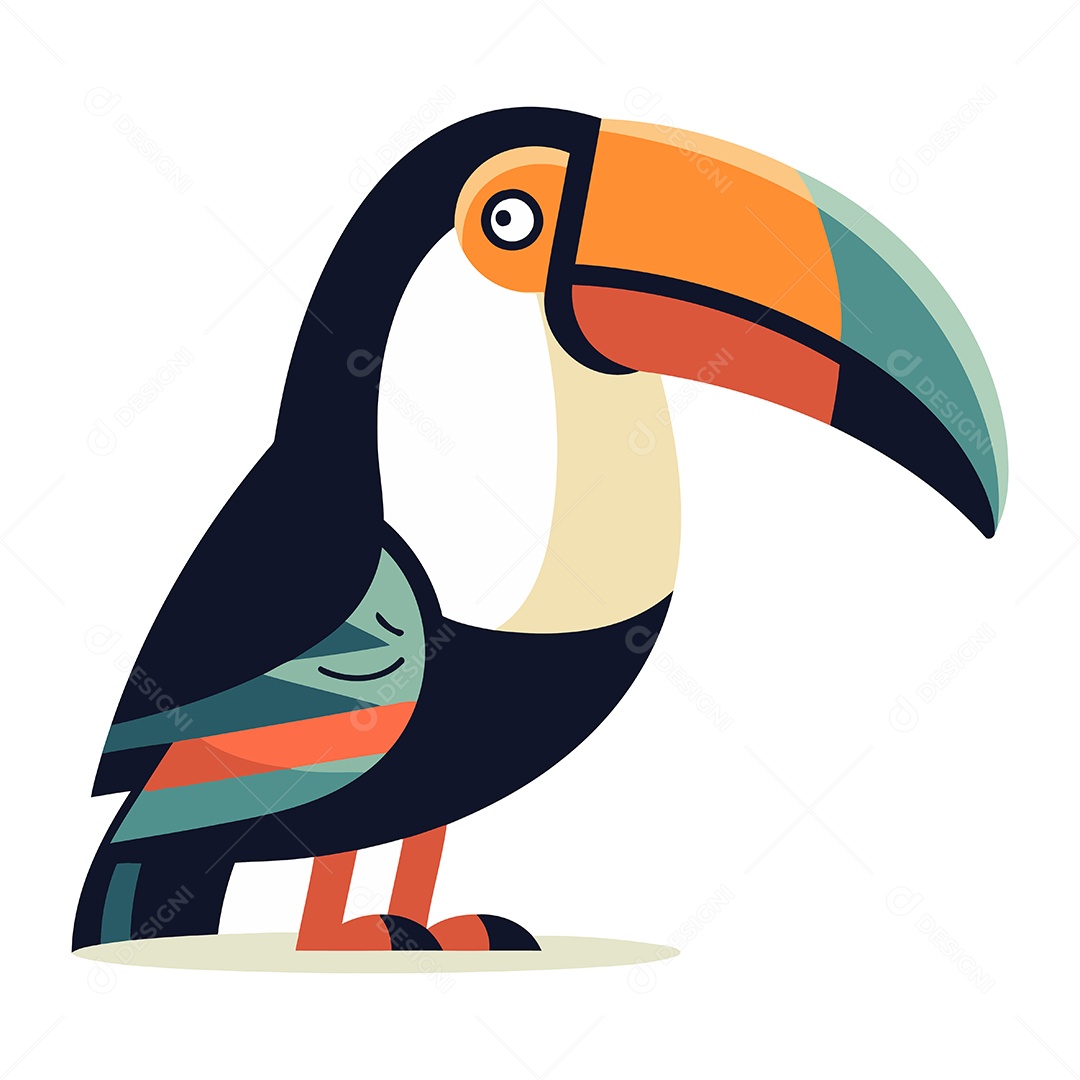 Pássaro Tucano de Desenho Animado Ilustração Vetor EPS