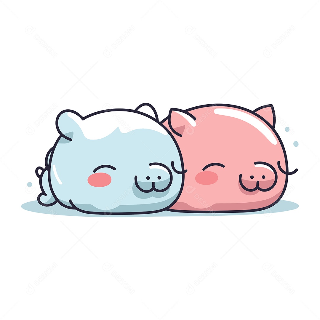 Cofrinhos Fofo de Desenho Animado Ilustração Vetor EPS