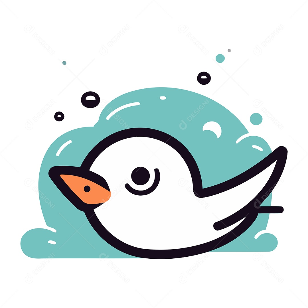 Pássaro Fofo de Desenho Animado Ilustração Vetor EPS