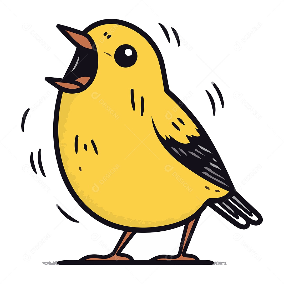Passarinho Amarelo Fofo Ilustração Vetor EPS