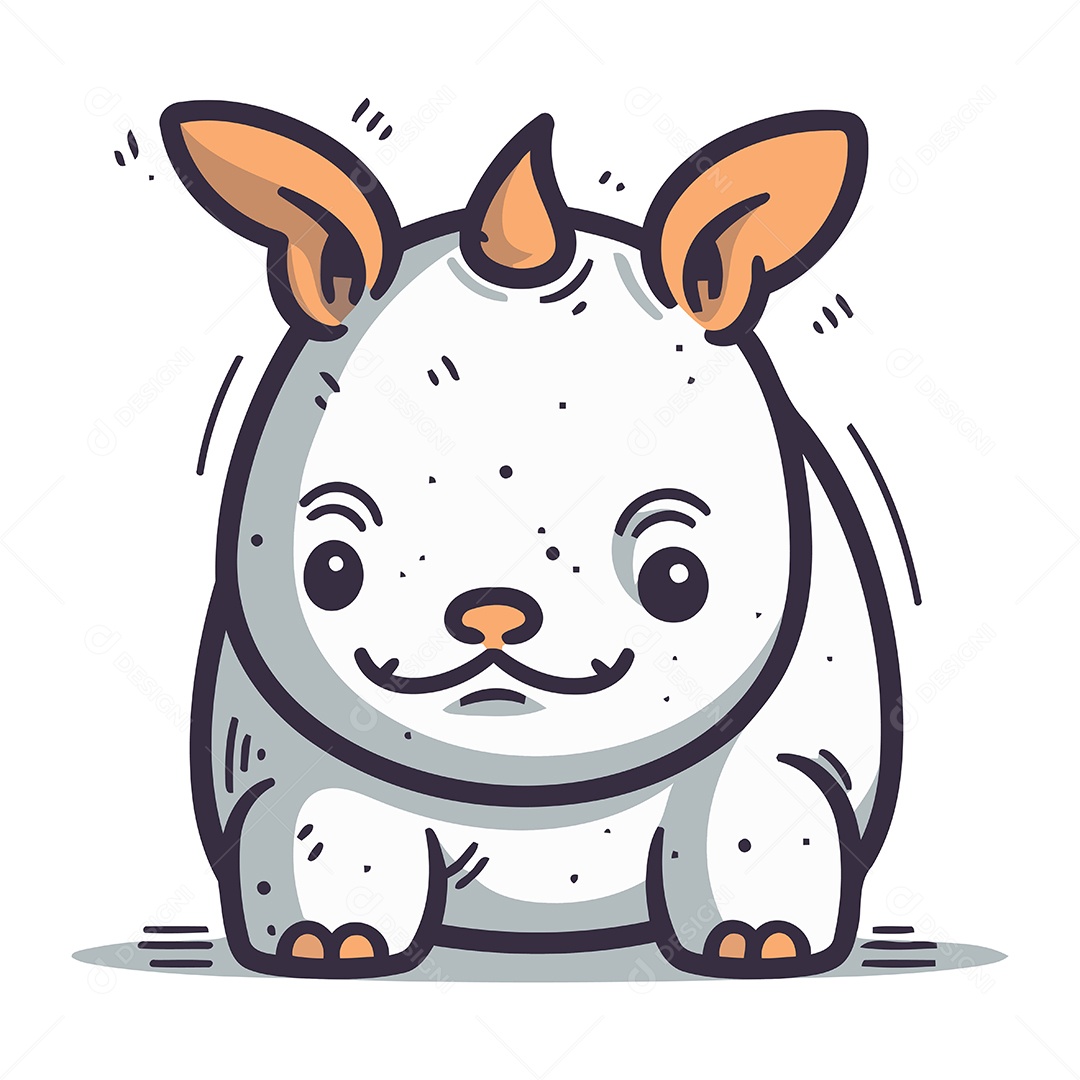 Filhote de Rinoceronte Fofo Ilustração Vetor EPS