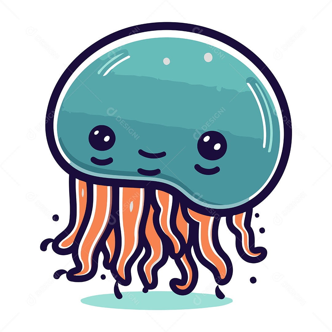 Água Viva de Desenho Animado Ilustração Vetor EPS