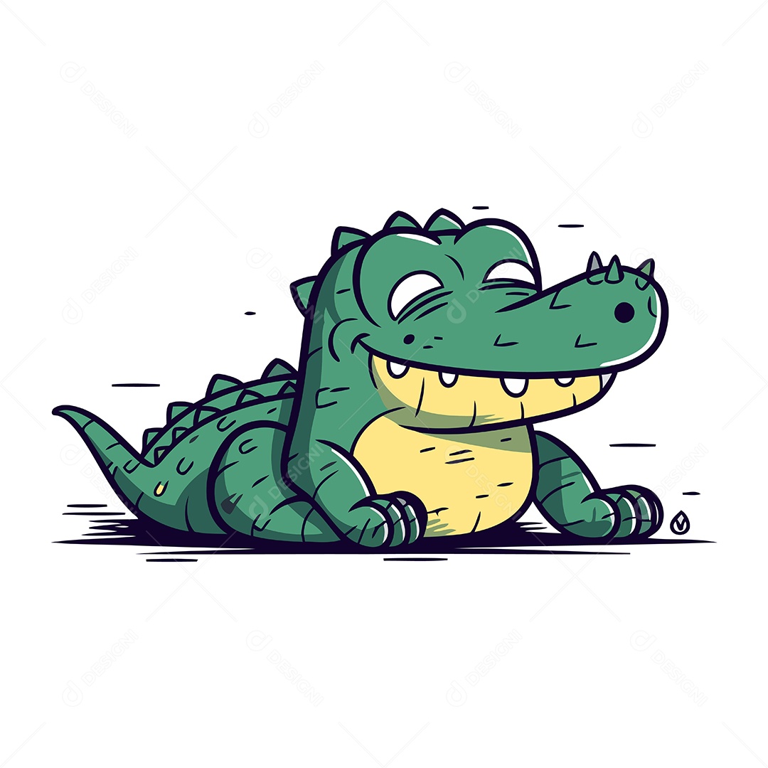 Crocodilo de Desenho Animado Ilustração Vetor EPS