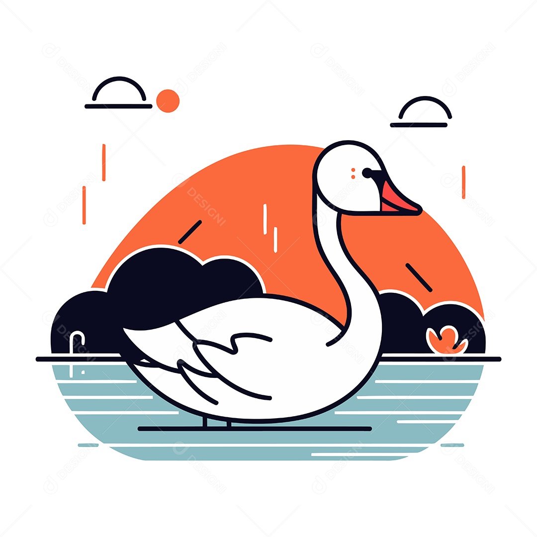 Cisne de Desenho Animado Ilustração Vetor EPS