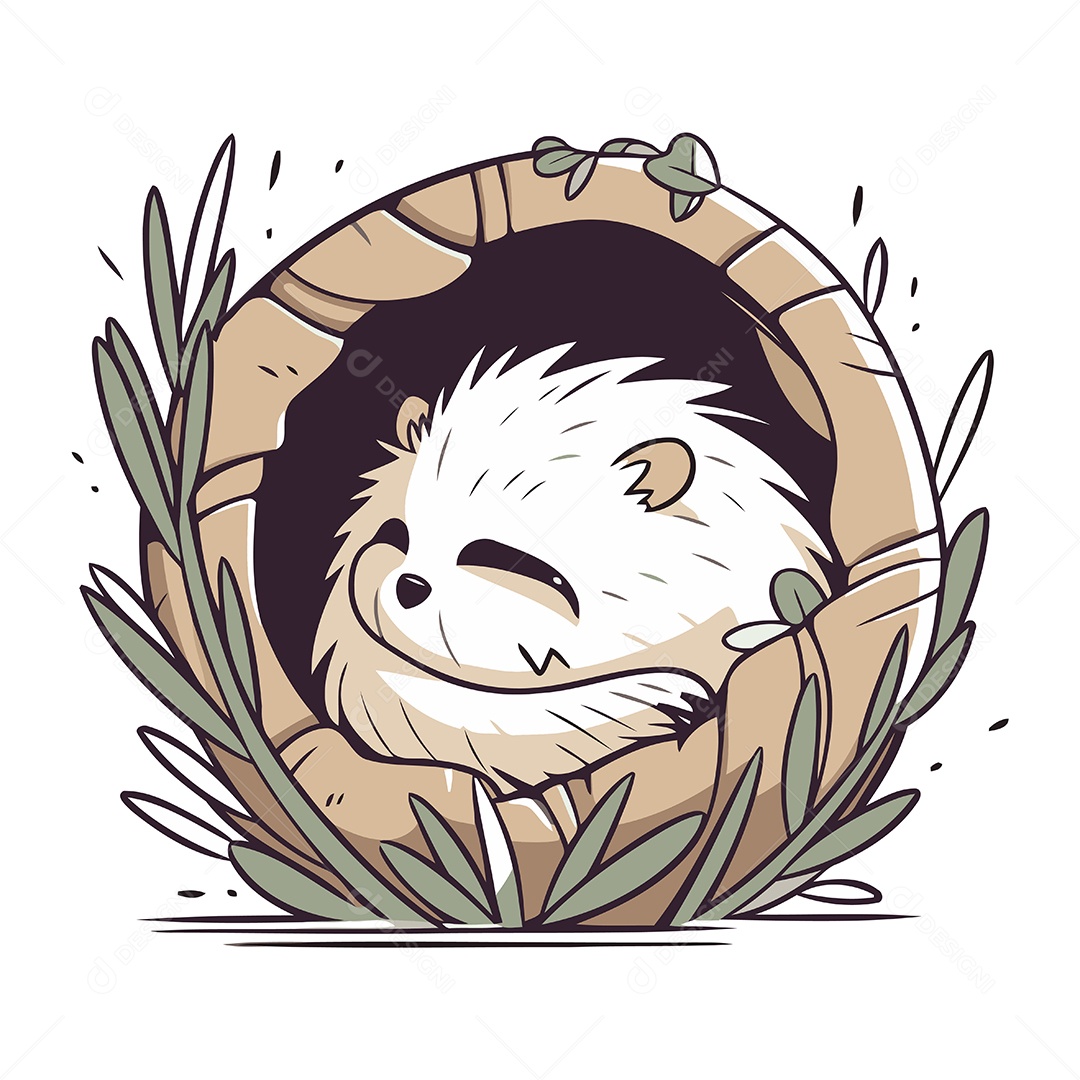 Ouriço Cacheiro de Desenho Animado Ilustração Vetor EPS