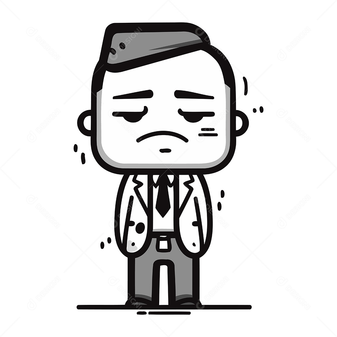 Empresário Triste de Desenho Animado Ilustração Vetor EPS