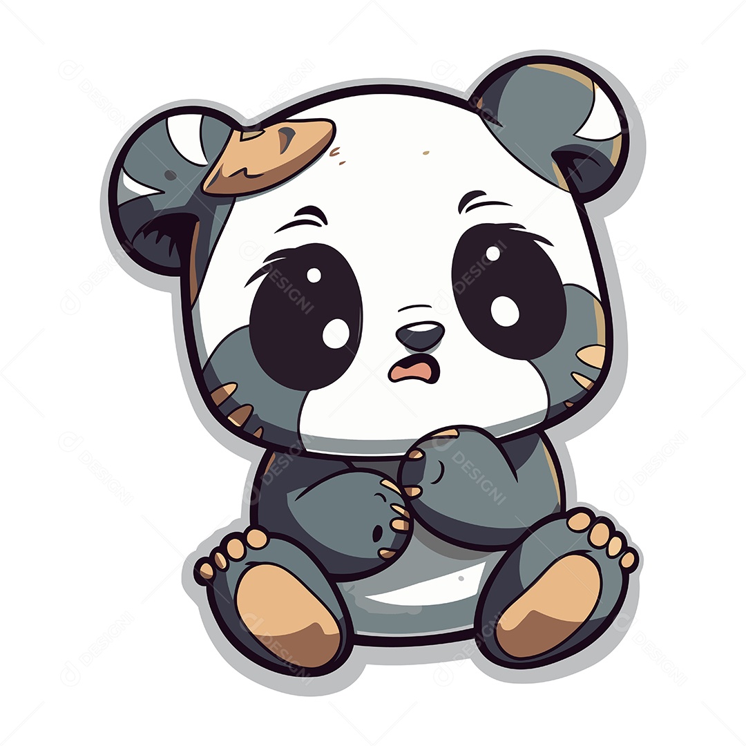 Panda Fofo de Desenho Animado Ilustração Vetor EPS