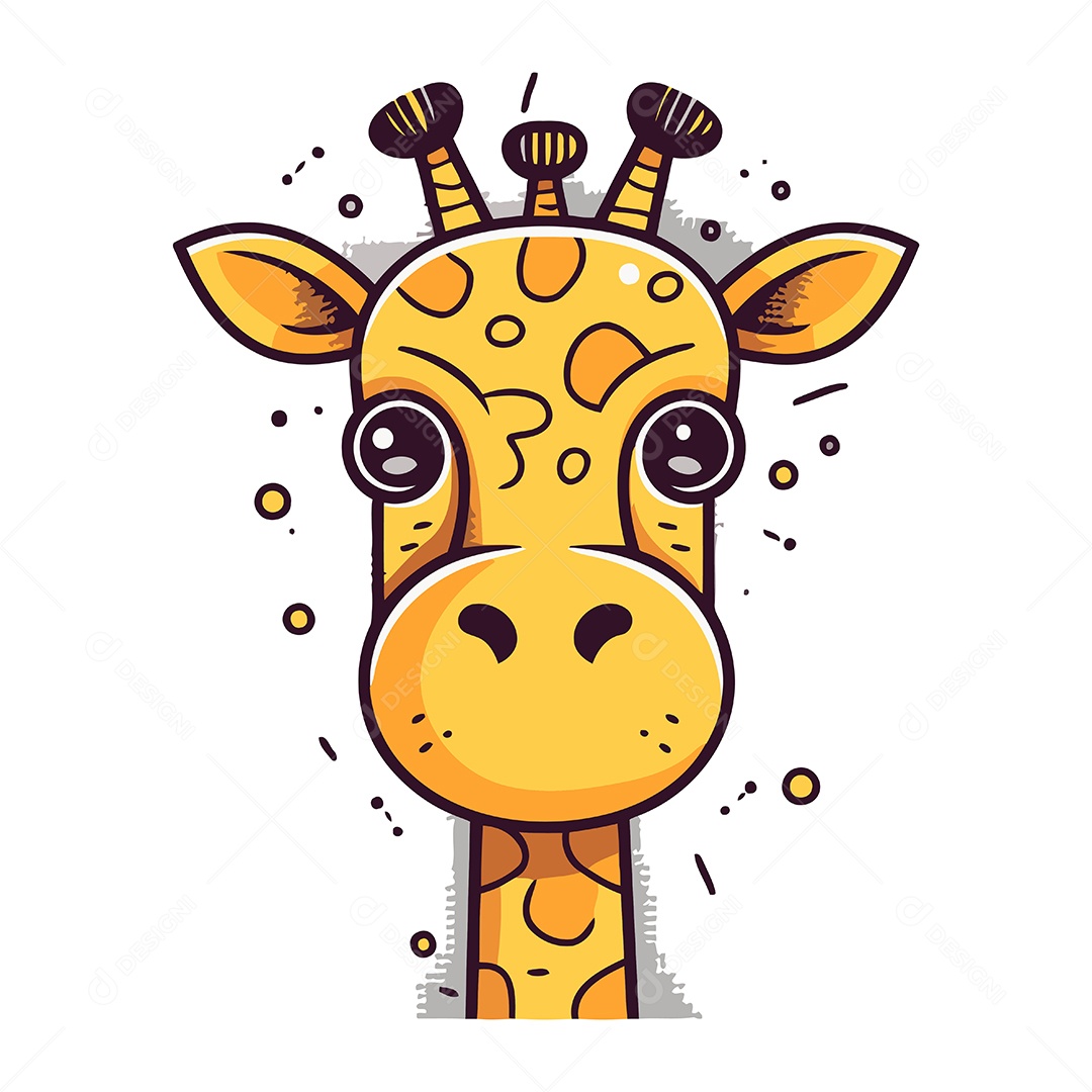 Cabeça de Girafa Desenho Animado Ilustração Vetor EPS