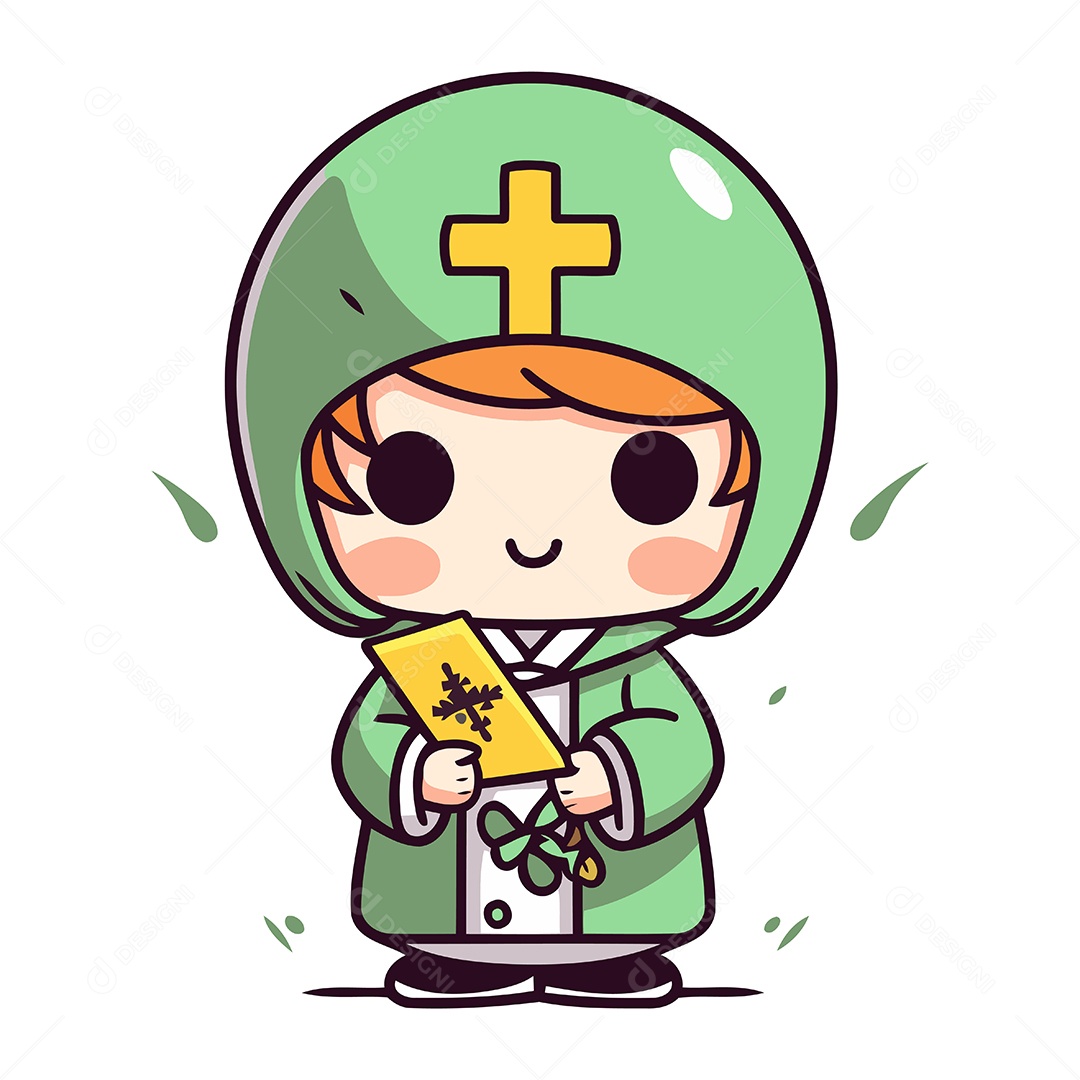 Menino Fofo Vestido de Padre com Uma Bíblia Ilustração Vetor EPS