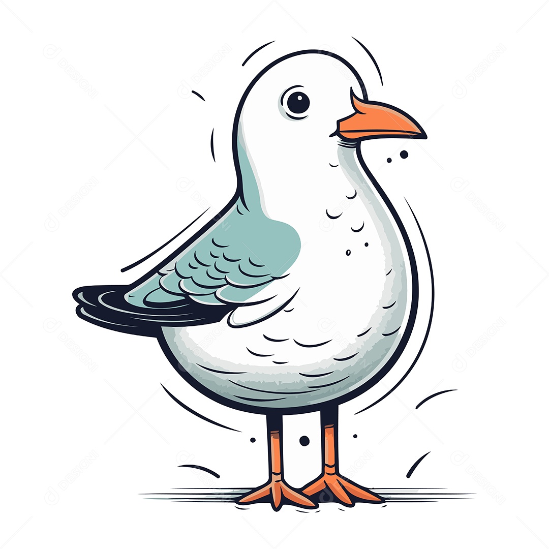 Gaivota de Desenho Animado Ilustração Vetor EPS