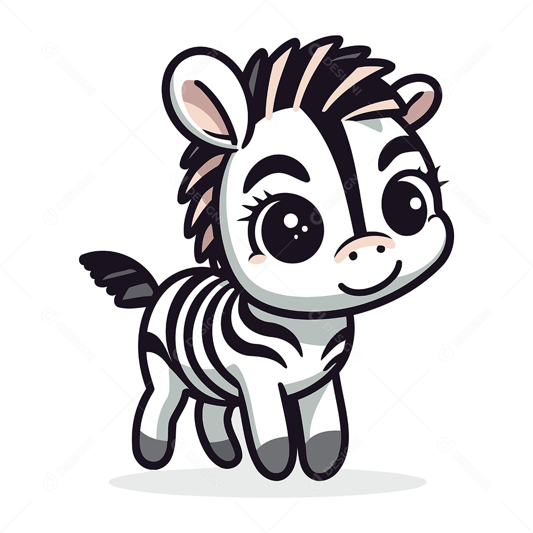 Zebra Fofa de Desenho Animado Ilustração Vetor EPS