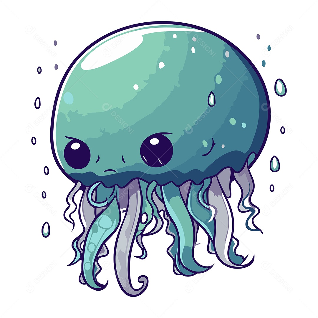 Água Viva de Desenho Animado Ilustração Vetor EPS